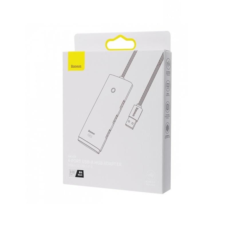 USB-хаб BASEUS Lite Series 4-Port USB-A HUB Adapter USB-A to USB 3.0х4 1 м Black (WKQX030101)