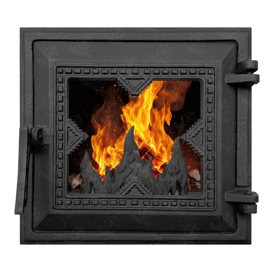 Дверцята дчавунні ля печі Вишиванка з термостійким склом 265х250 мм