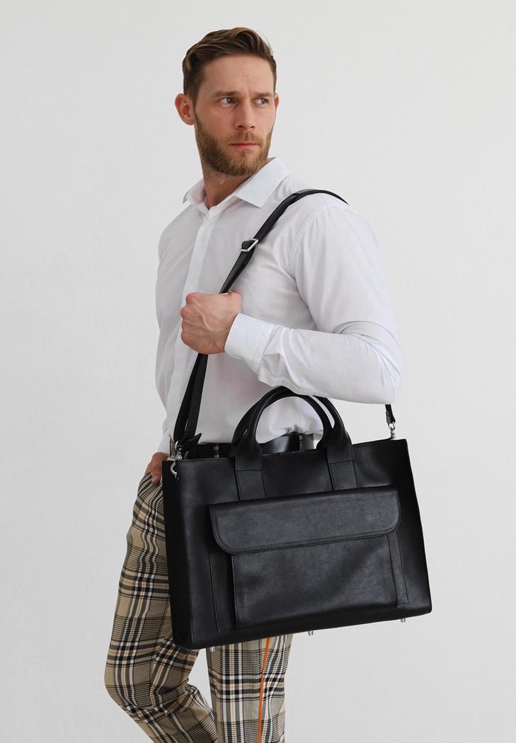 Сумка кожаная для ноутбука и документов универсальная Черный (A-028885) - фото 3