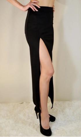 Юбка макси женская из трикотажа с разрезом на правой ноге однотонная р. 38 Черный (2206231438) - фото 2 Юбка макси женская из трикотажа с разрезом на правой ноге однотонная р. 38 Черный (2206231438) - фото 2