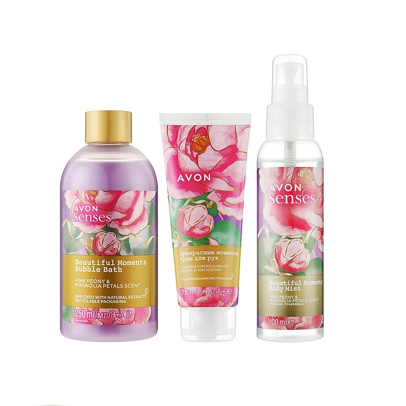 Набор женский Avon Care Beautiful Moments Чудесные моменты 3в1 250/75/100 мл (AV35352) - фото 1