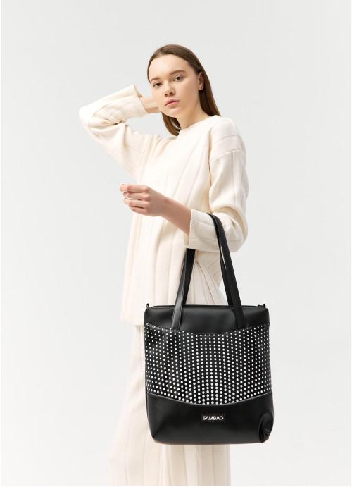Жіноча сумка-шоппер Sambag Dots Чорний (974034730)
