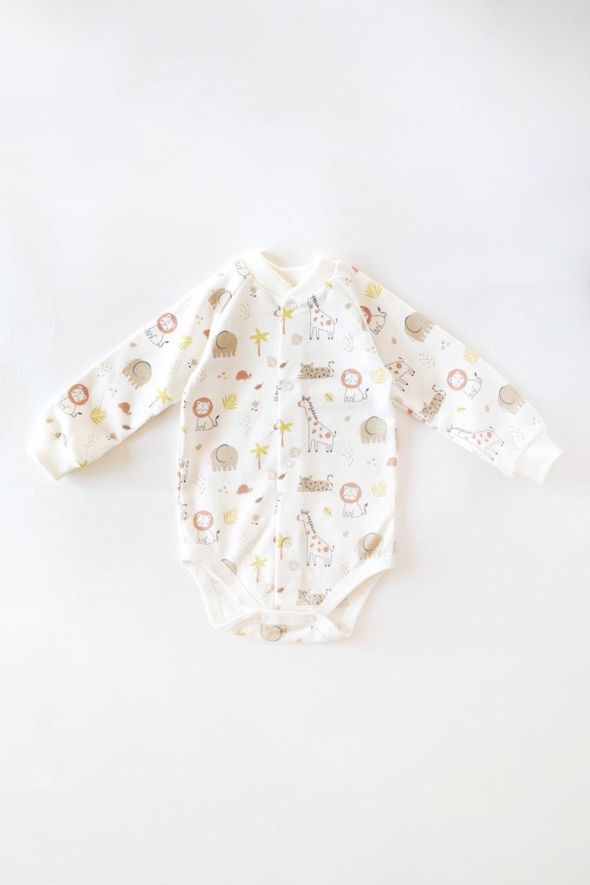 Боді для новонароджених Сафарі з начосом з довгим рукавом на кнопках 62 см (2743719986) - фото 1