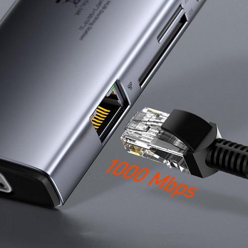 Док-станция Baseus CAHUB-CU0G USB-C Power Delivery 100W 9в1 Grey (10920358) - фото 6