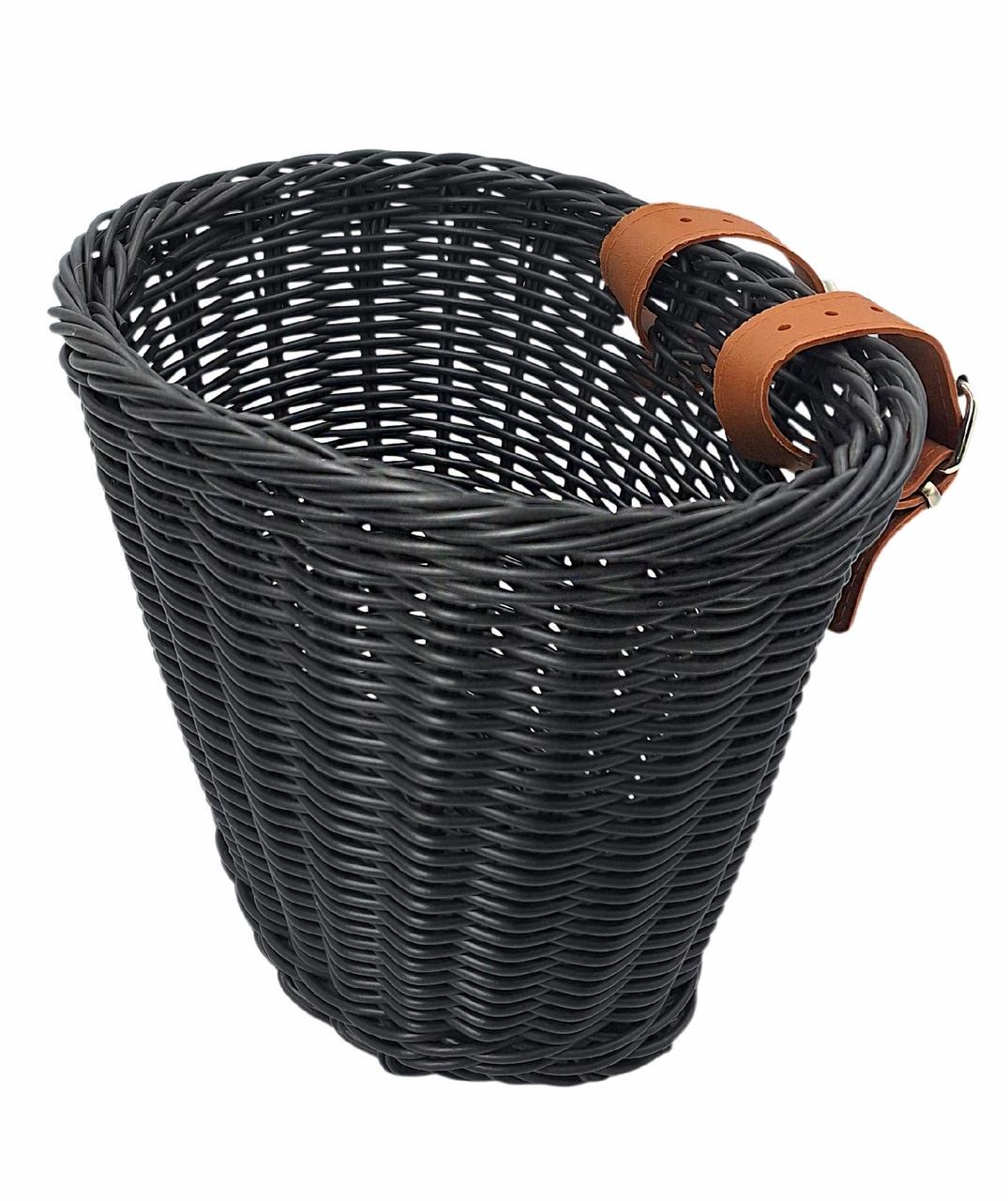 Кошик на дитячий велосипед/самокат плетений ретро 20х16х16 см Чорний (G0001897)