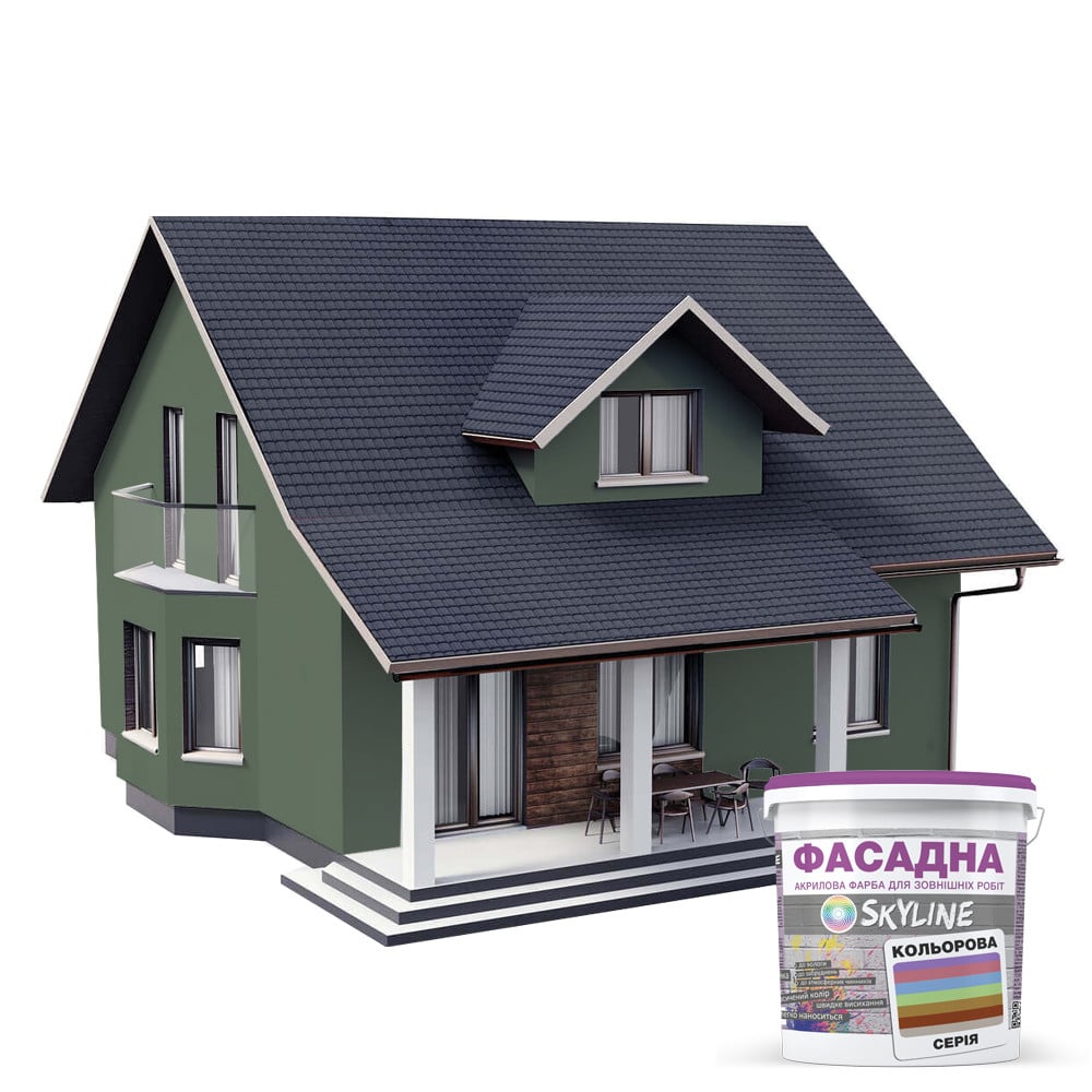 Фарба акрил-латексна фасадна Skyline 5010-G30Y 3 л Хаума (650c0cd44bc23147a0718b78) - фото 3