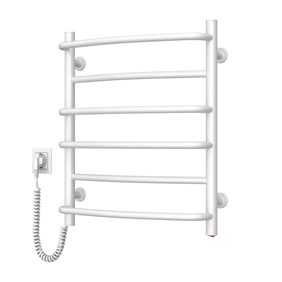 Полотенцесушитель электрический Navin Омега шнур слева из углеродистой стали 530х600 мм Белый (771512065)