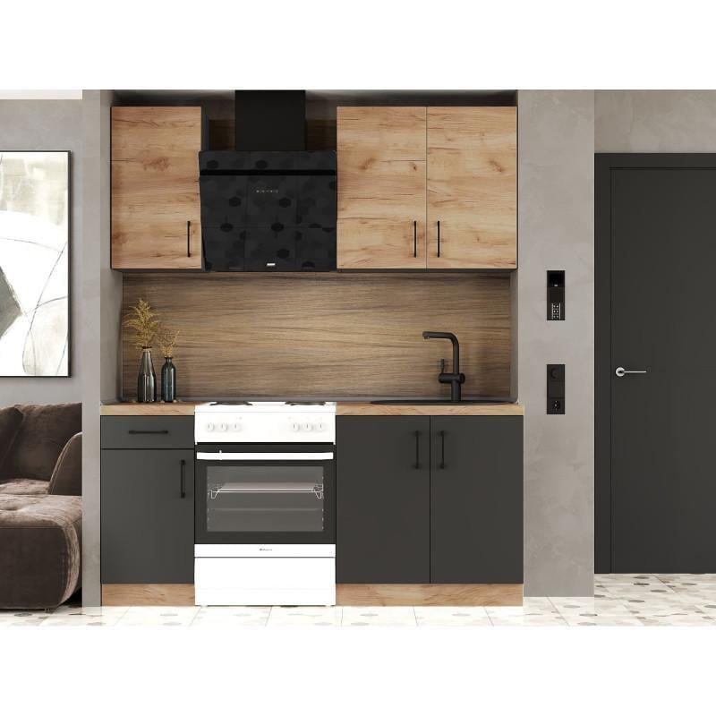 Кухня модульная Еверест Оптима №1 1,8 м Дуб крафт золотой/Антрацит (DTM-5690)