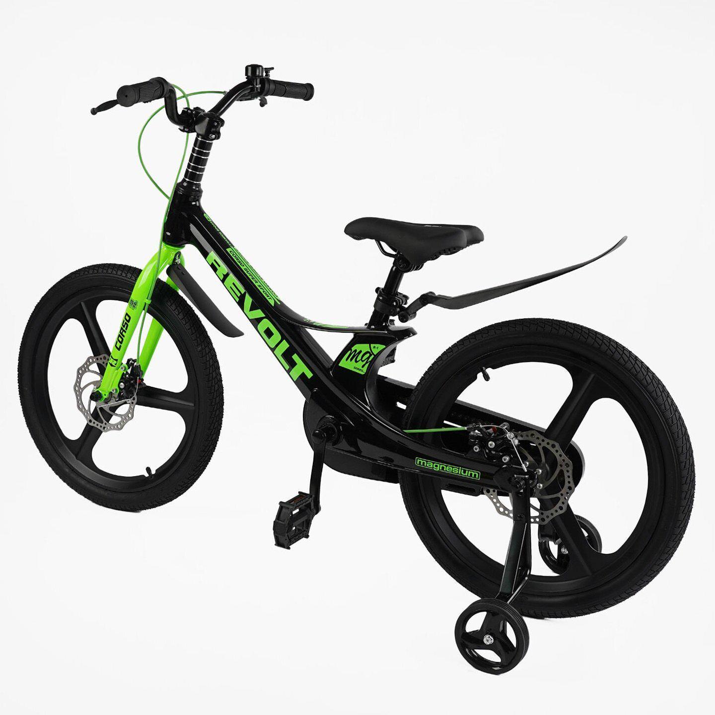 Велосипед двухколесный Corso Revolt 20" детский магниевый Черно-зеленый - фото 2 Велосипед двухколесный Corso Revolt 20" детский магниевый Черно-зеленый - фото 2