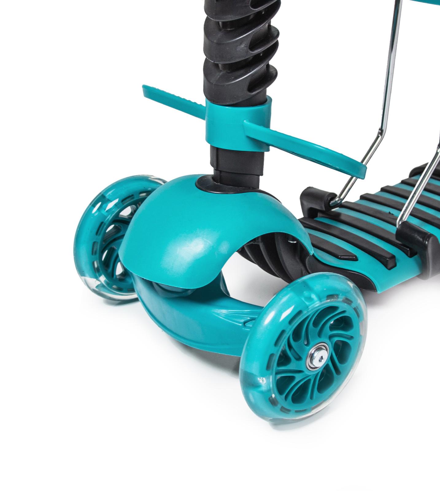 Самокат Scooter Сонечко 5в1 багатофункціональний з батьківською ручкою Turquoise (608530209) - фото 3