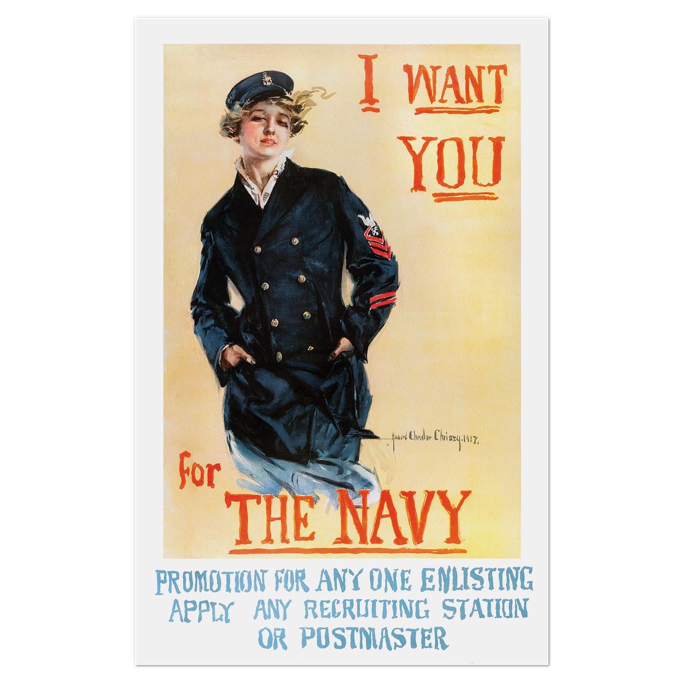 Плакат винтажный I Want You for the Navy 1917 55x86 см (0232) Плакат винтажный I Want You for the Navy 1917 55x86 см (0232)