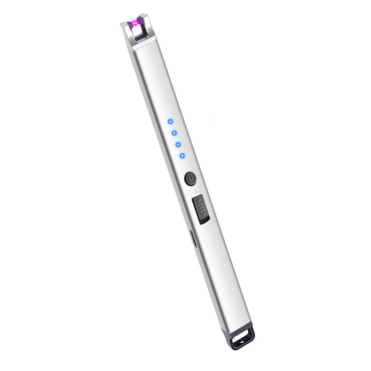 Зажигалка плазменная со встроенным аккумулятором MSDS Electric ARC BBQ Lighter электрическая дуговая зарядка USB/Type-C Silver (160163)