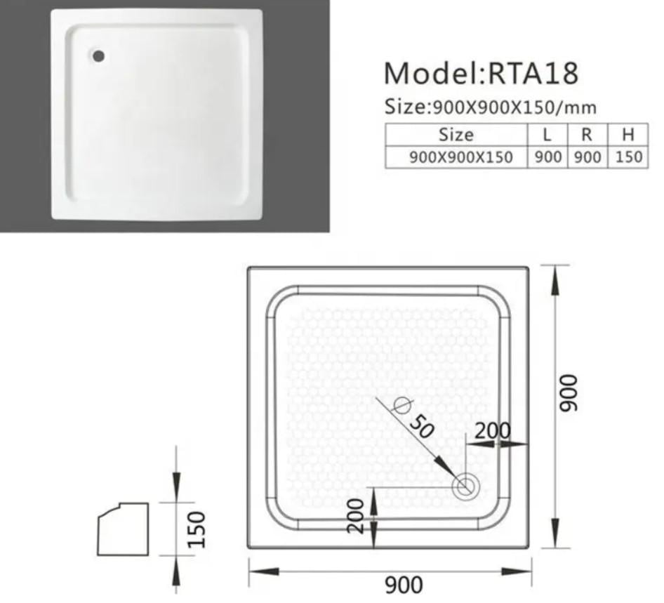 Душевой поддон AVKO RTA18 90x90x15 см Белый (23058134) - фото 2