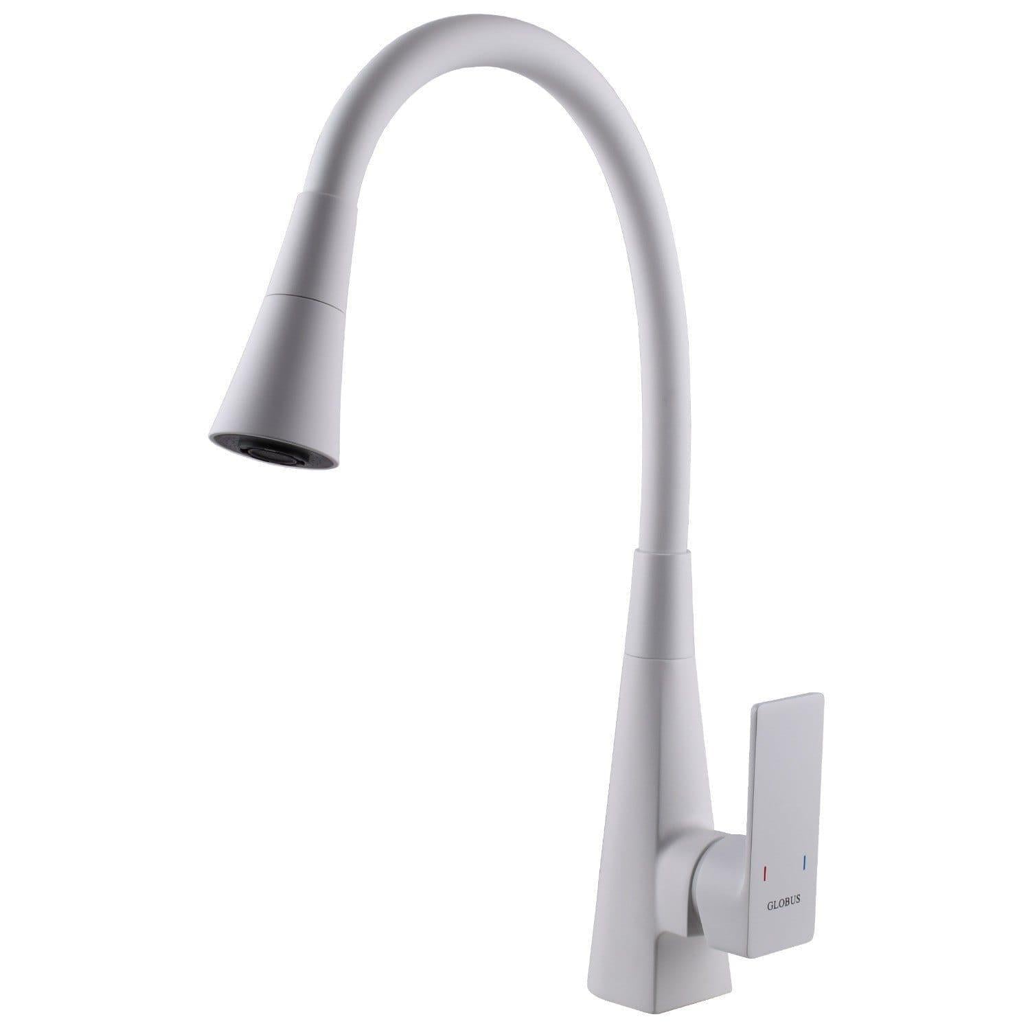 Смеситель кухонный Globus Lux Niagara с гибким изливом Белый (37460090)