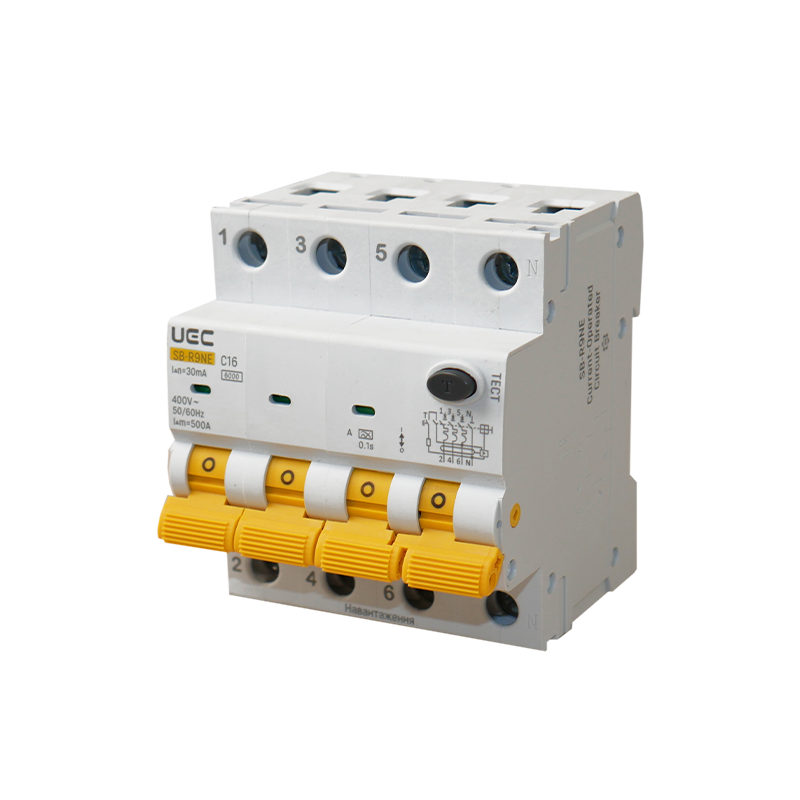 Дифференциальный выключатель UEC SB-R9NE 4P 16А 30мА 6кА тип C (RCBO60-4-016-C-030-A)