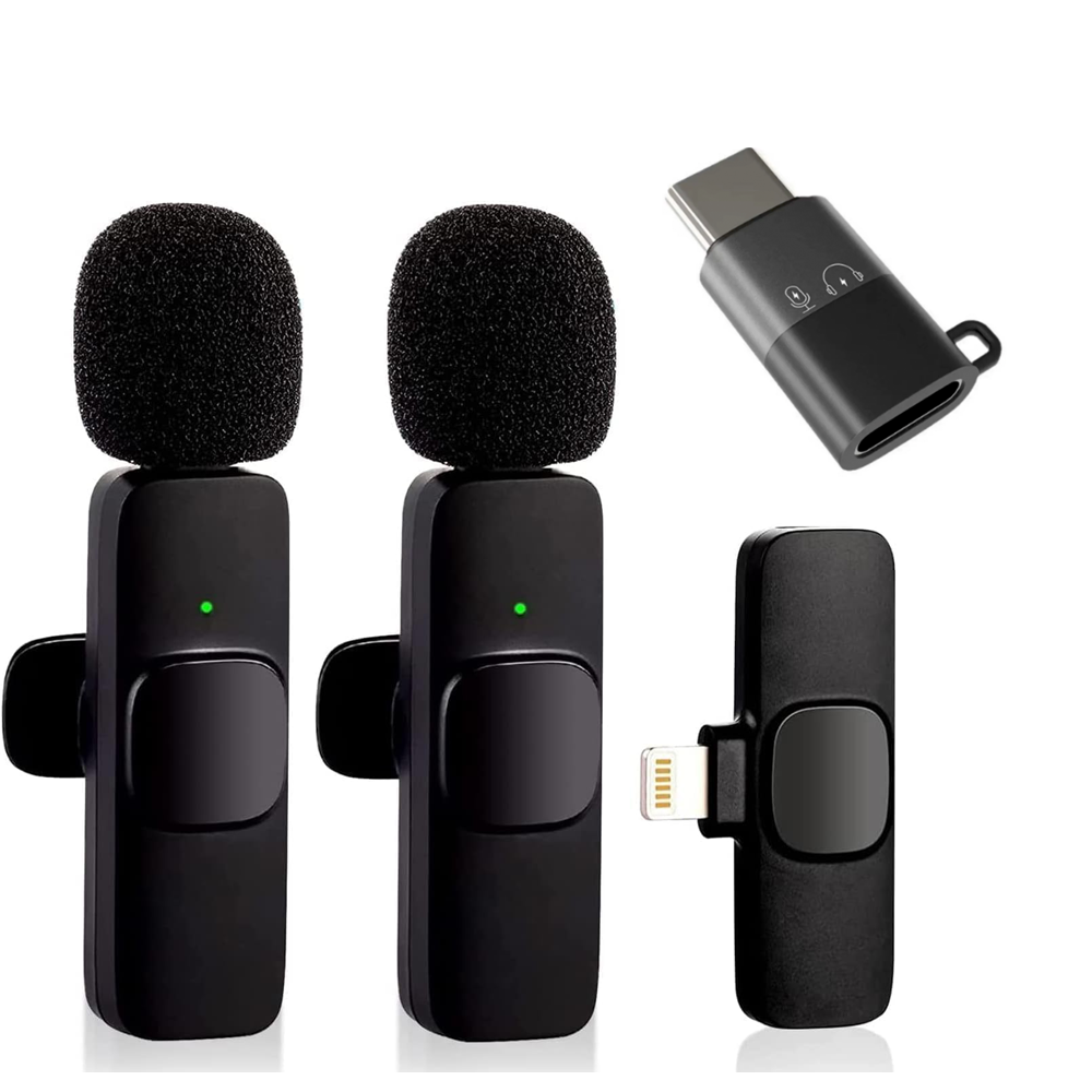 Микрофон петличный беспроводной K9 для телефонов с Lightning с адаптером Lightning на Type-C