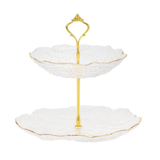 Блюдо 2-х ярусное Elisey Белый гранат стеклянное 24 см Прозрачный (135-81-9219-030) - фото 2