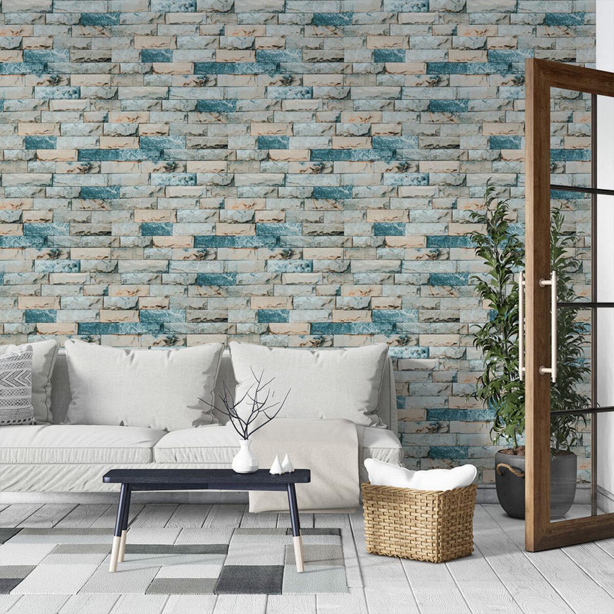 Обои самоклеящиеся катеринославский кирпич D 2800x500x2 мм Бирюзовый (SW-00001943) - фото 6