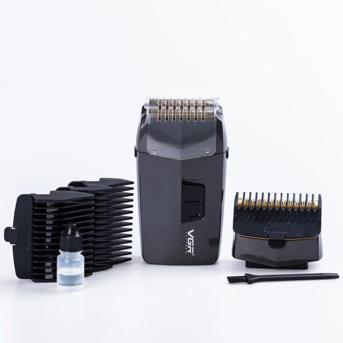 Тример для бороди та вусів VGR V-086 професійний бездротовий з 4 насадками (JYGR)