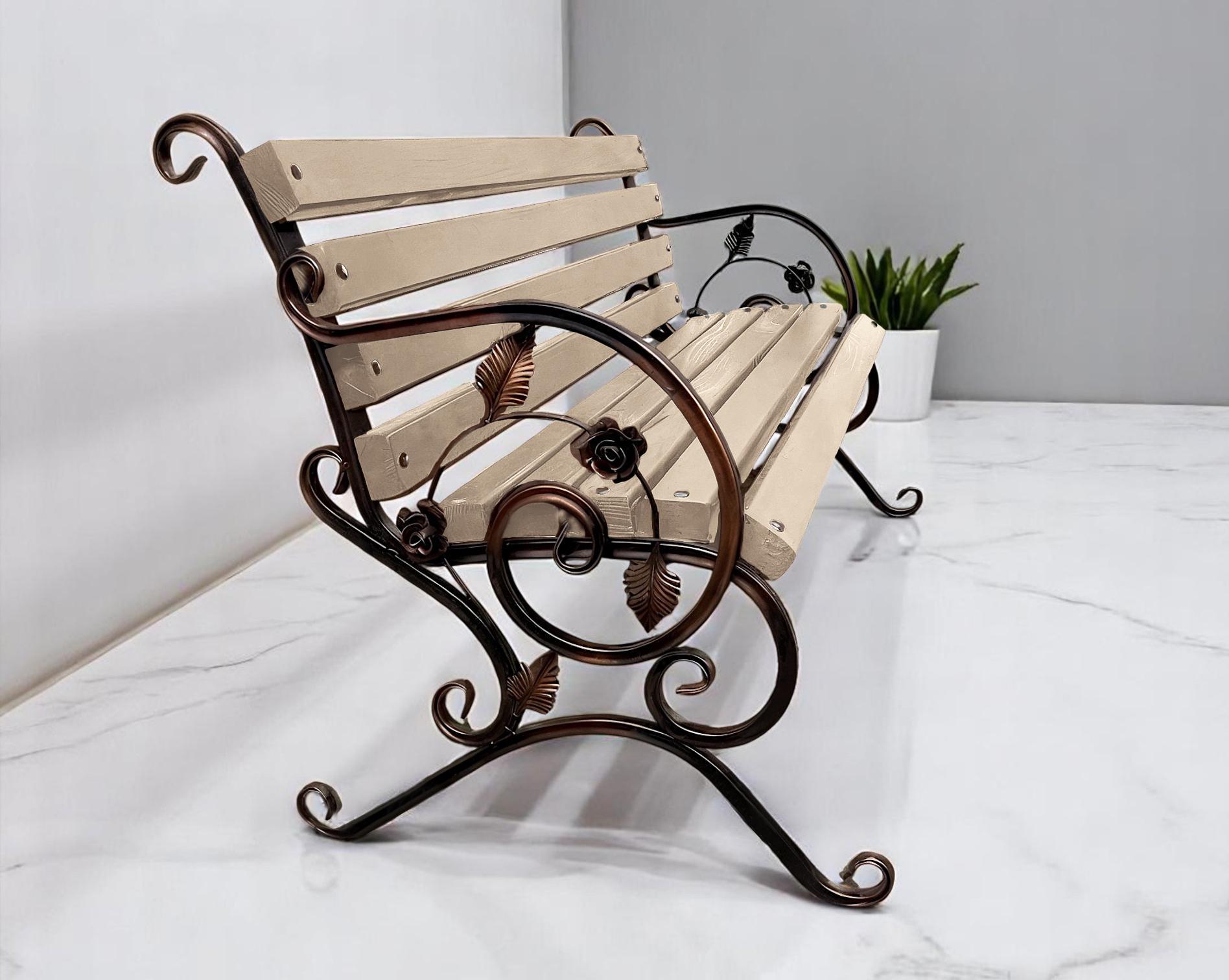 Скамейка садовая кованая Tobi Sho Камелия с подлокотниками 130 см Слоновая кость - фото 4 Скамейка садовая кованая Tobi Sho Камелия с подлокотниками 130 см Слоновая кость - фото 4