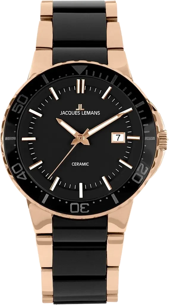 Наручные часы мужские Jacques Lemans High-Tech Ceramic 1-2164C со стальным корпусом WR 100 м и черным циферблатом