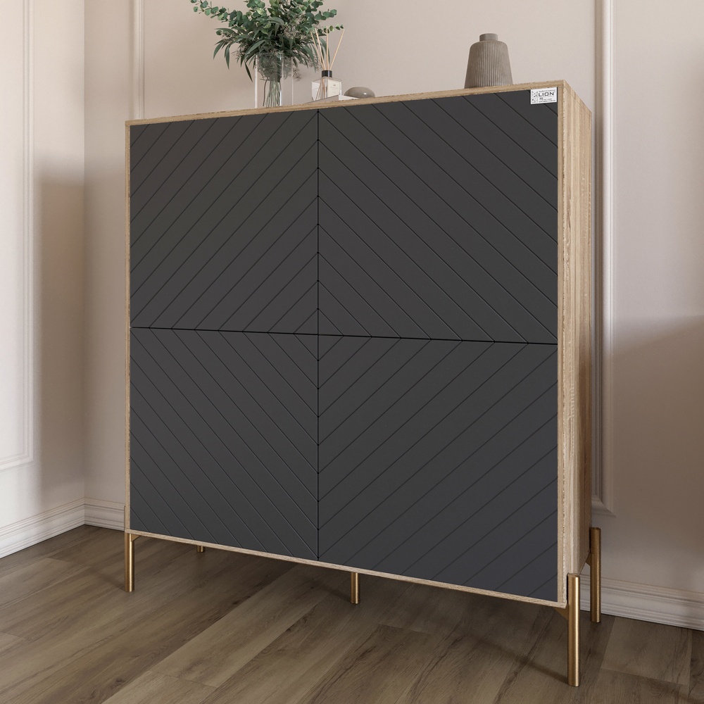 Комод-пенал Lion Амарант 114x40x126,5 см Дуб Сонома/Трюфель/Графитовый (LION-042042)