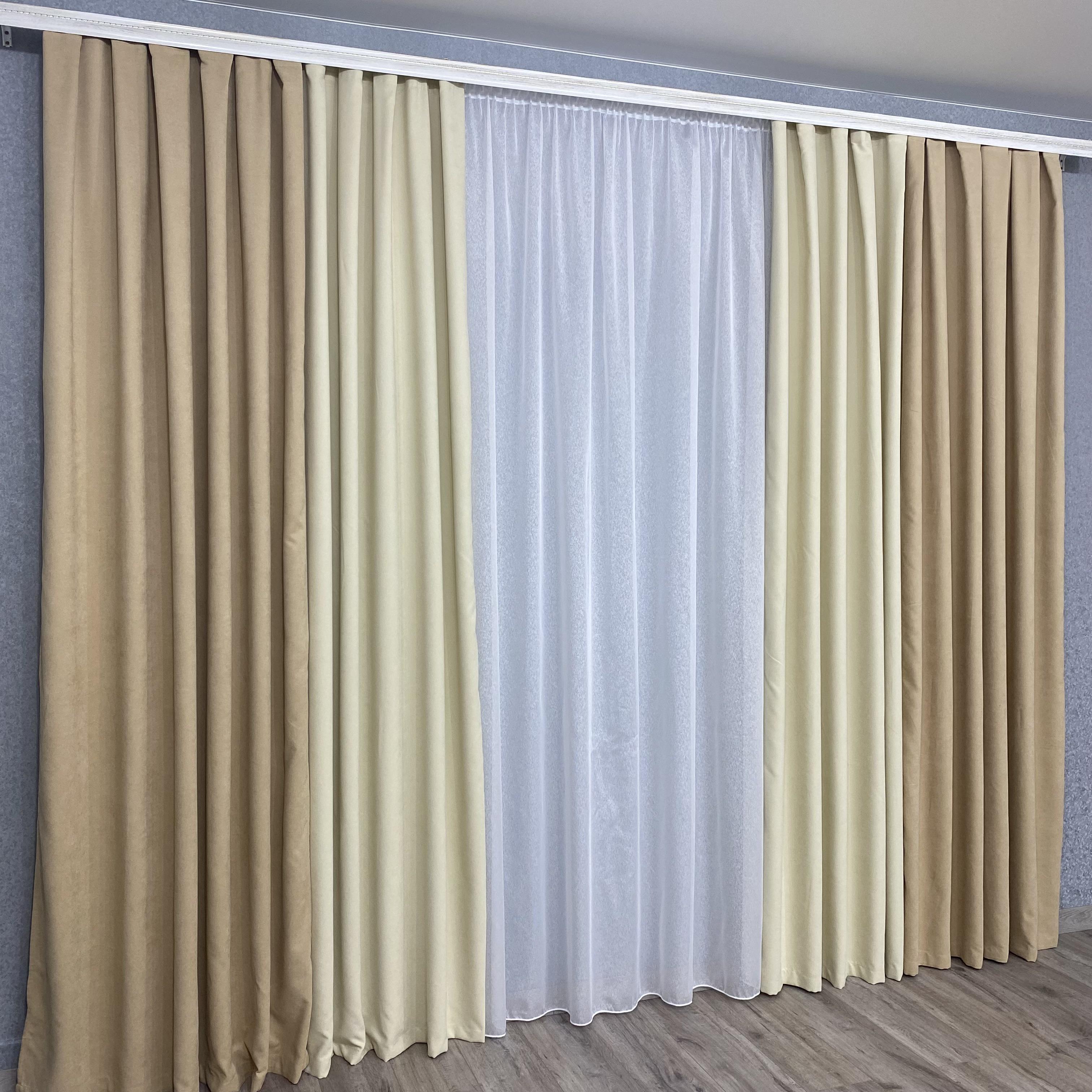 Шторы микровелюр TG Home Дуэт №450 1,50х2,70 м Бежево-кремовый (450-195/250) - фото 3 Шторы микровелюр TG Home Дуэт №450 1,50х2,70 м Бежево-кремовый (450-195/250) - фото 3