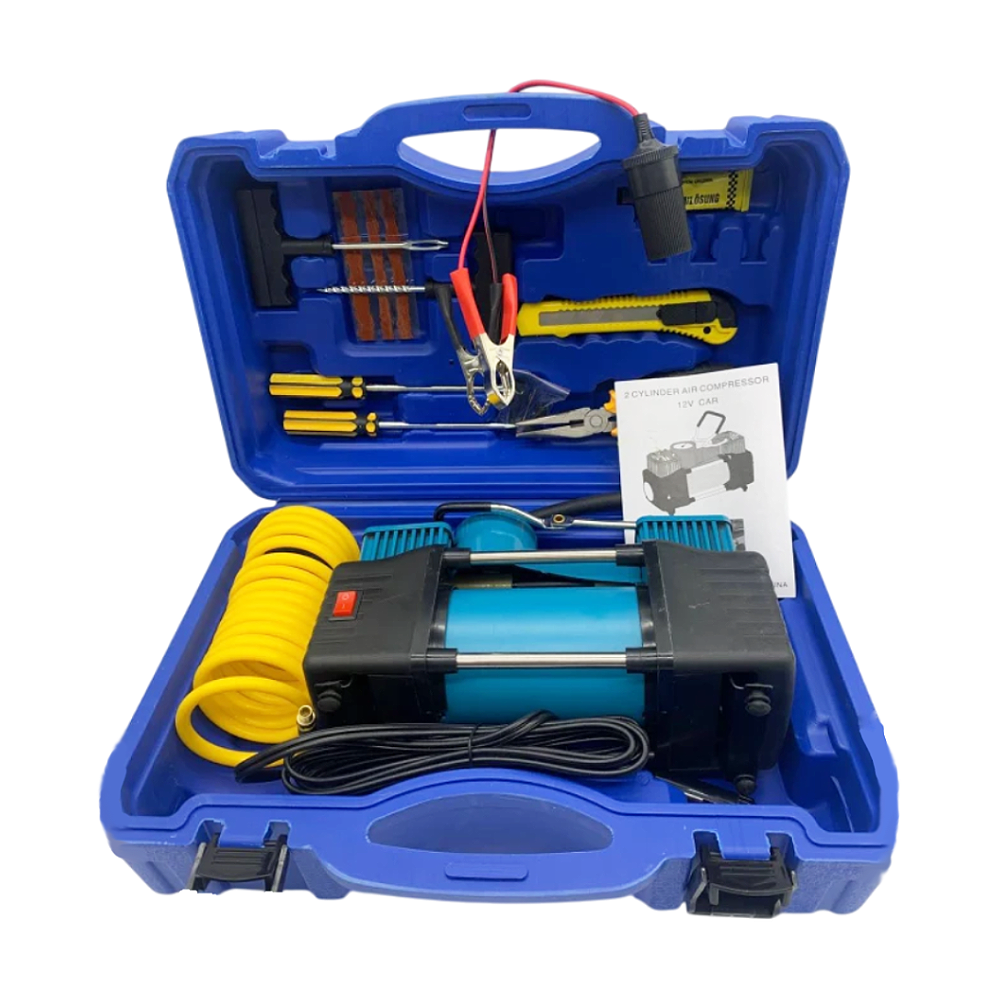 Компресор двопоршневий з набором інструментів у кейсі (27234613)