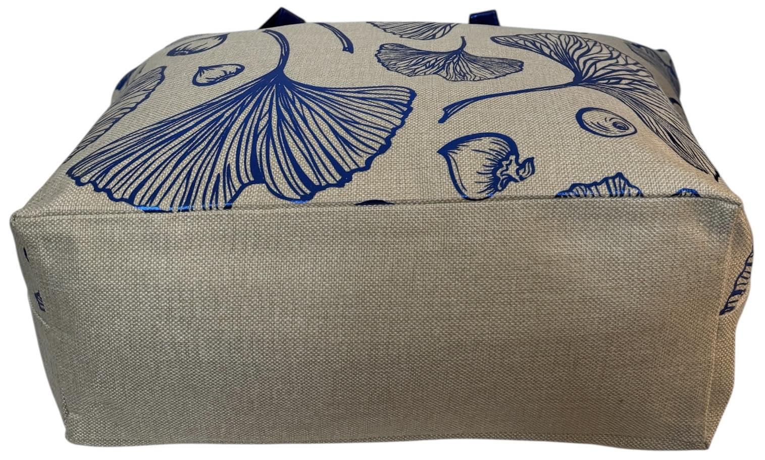 Сумка пляжна жіноча з тканини на блискавці Бежевий з синім (2034) - фото 4 Сумка пляжна жіноча з тканини на блискавці Бежевий з синім (2034) - фото 4