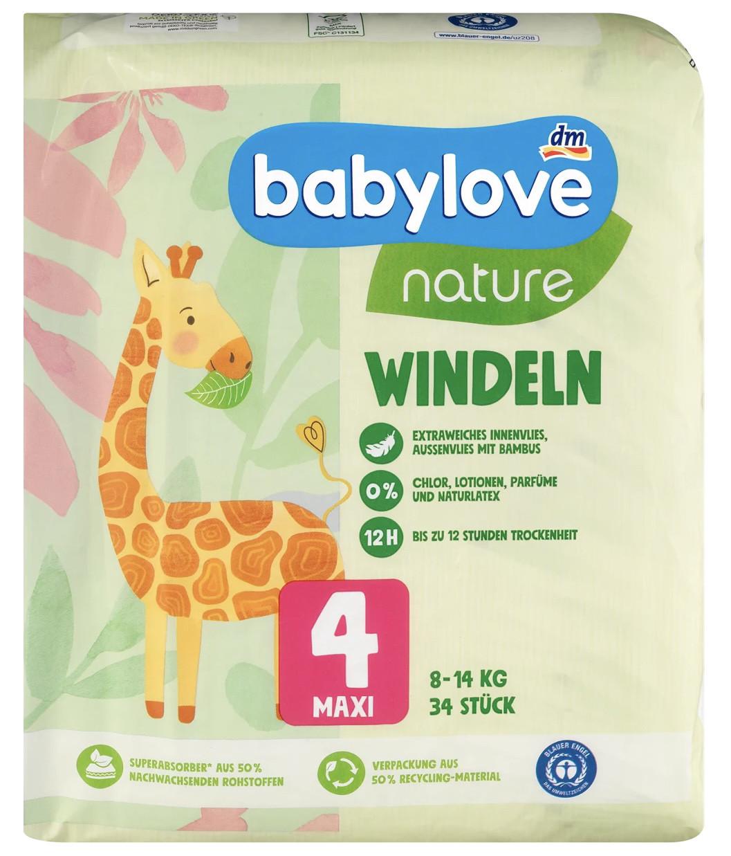 Подгузники Babylove nature 4 8-14 кг 34 шт.