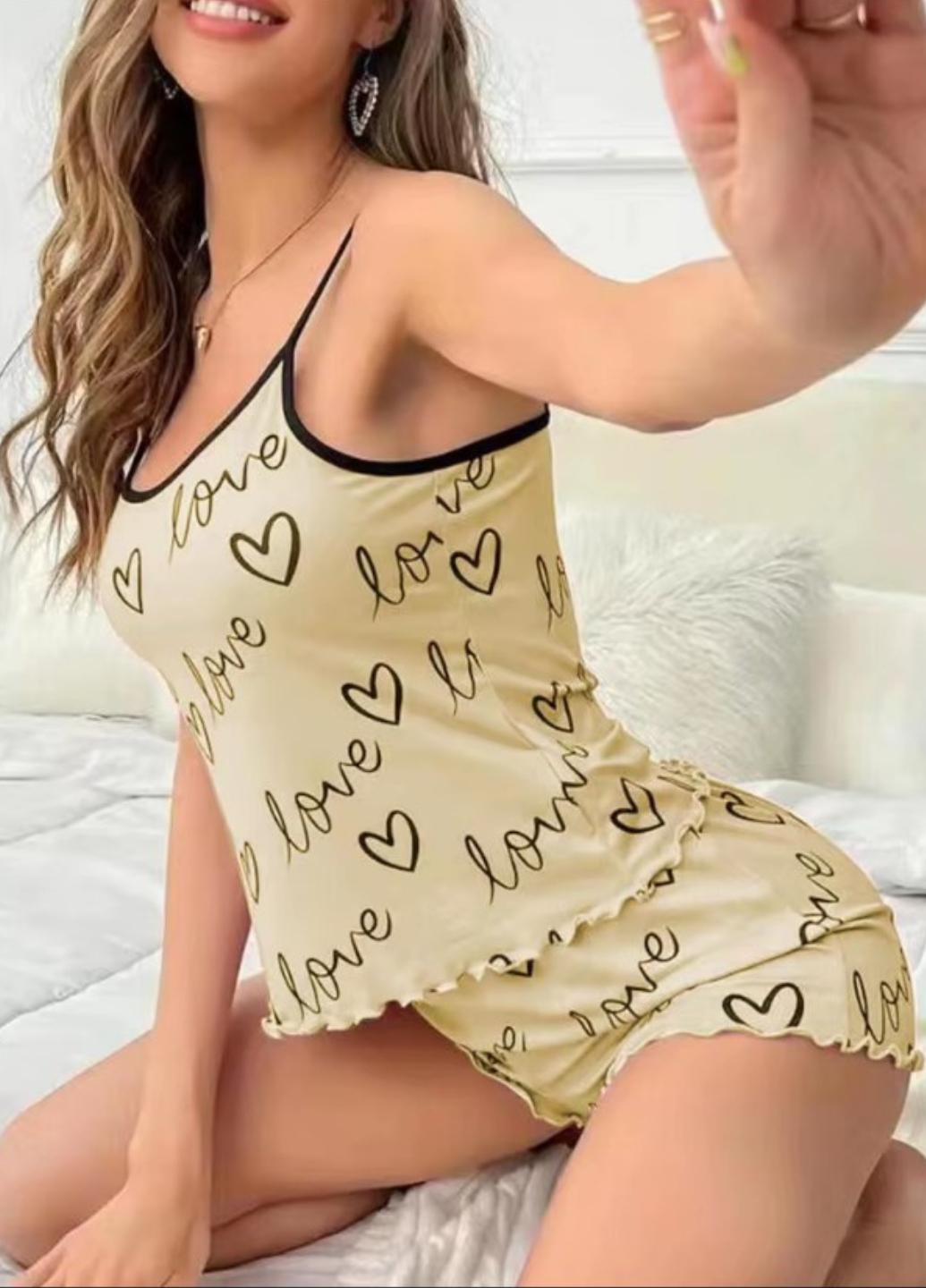 Пижама женская Love Home майка-топ и шортики L Кремовый (1751-46-01)