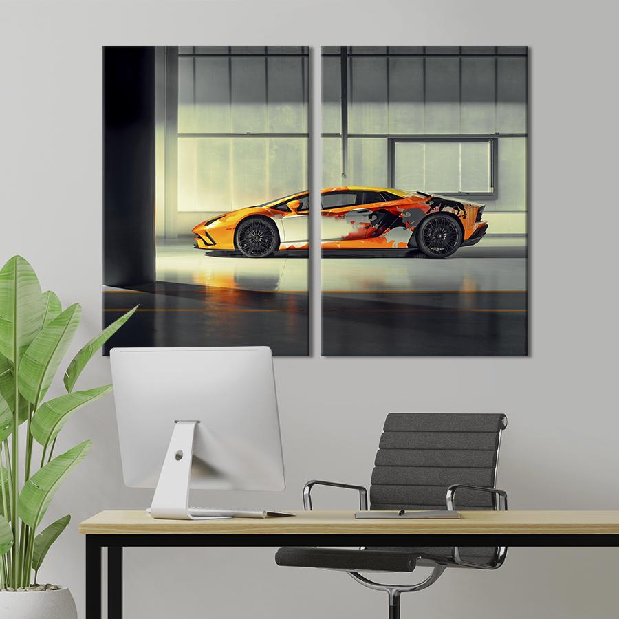 Картина на холсте Оранжевый Lamborghini Aventador S 165x122 см (1248-2)