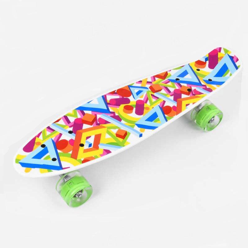 Скейт Пенни борд Best Board со светящимися PU колёсами Multicolor (99648)