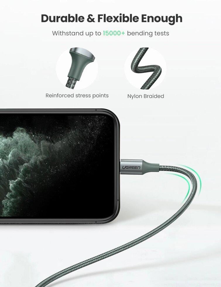 Кабель UGREEN US304 Lightning to USB-C MFi Braided Aluminum 1 м (60759) - фото 7 Кабель UGREEN US304 Lightning to USB-C MFi Braided Aluminum 1 м (60759) - фото 7
