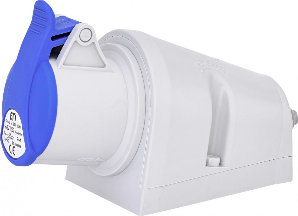 Силовая розетка ETI EZ-1632 2P+PE 16А 230 В накладная IP44 Синий (4482034)