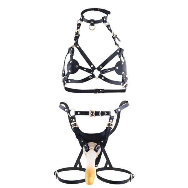 Сбруя со страпоном LOCKINK SEVANDA Queen Sheba Set with Golden Dildo ( 38131645)