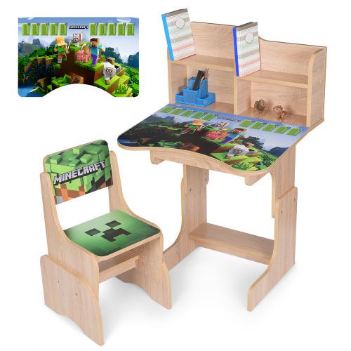 Парта со стульчиком N 2071-13-3 Minecraft таблица умножения - фото 2 Парта со стульчиком N 2071-13-3 Minecraft таблица умножения - фото 2