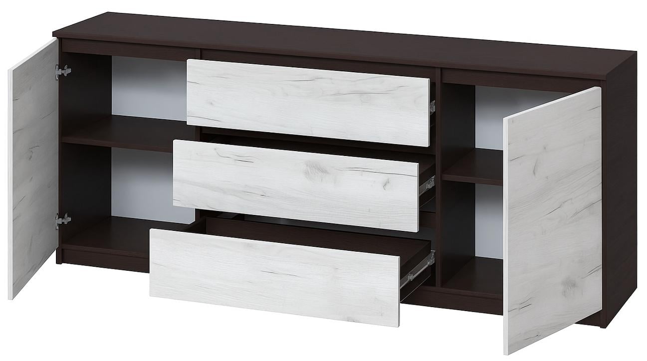 Комод Мастер Форм Брайт 1800х376х730 мм Венге магия/Дуб крафт белый (33122) - фото 2 Комод Мастер Форм Брайт 1800х376х730 мм Венге магия/Дуб крафт белый (33122) - фото 2