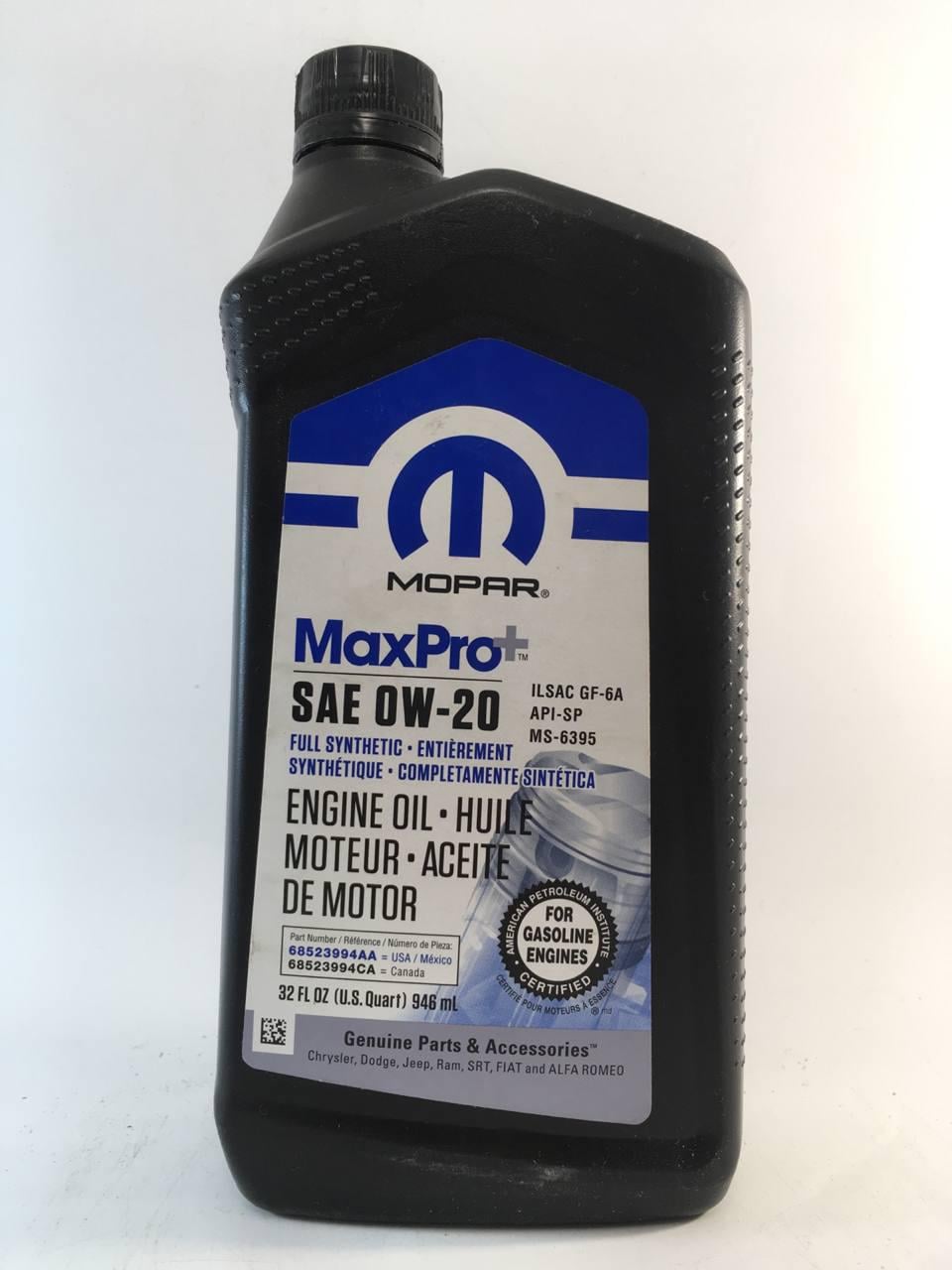 Моторное масло Mopar MaxPro+ Chrysler SP GF-6A 0W-20 0,946 л (68523994AA)