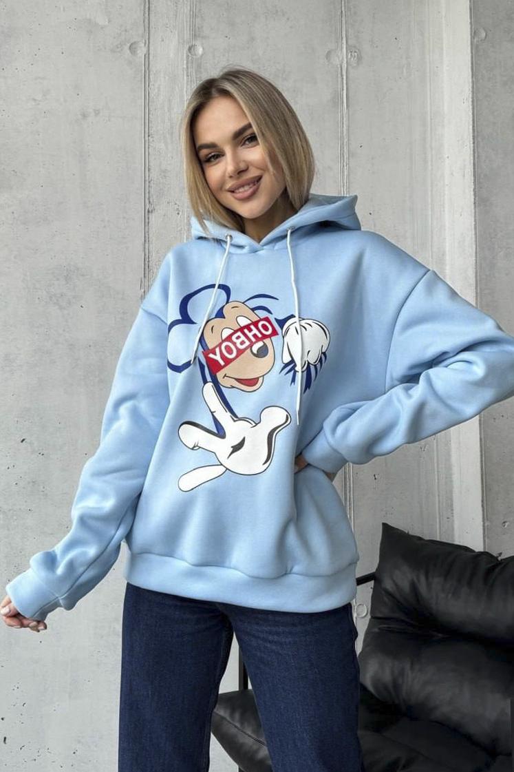 Худи женское на флисе вет XS-S Голубой (193100) - фото 3