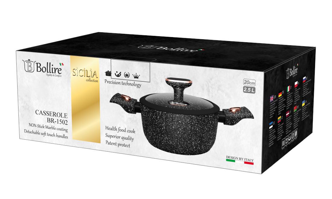 Кастрюля Bollire Sicilia с антипригарным покрытием и крышкой 20 см 2,5 л (BR-1502) - фото 4