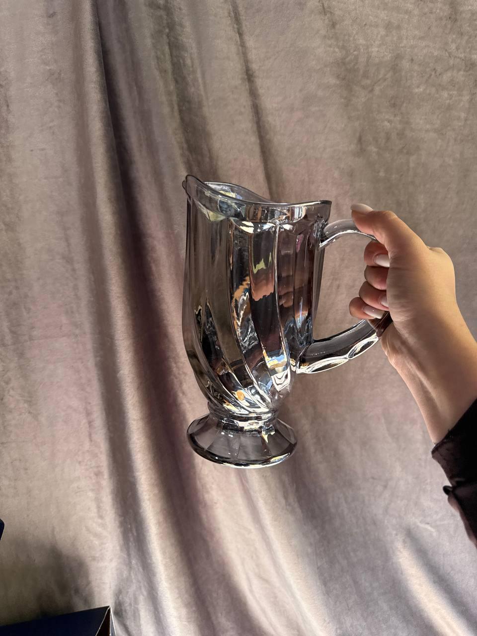 Набір питний скляний YIWU глечик 1,1 л/склянки 300 мл 7 предметів Графітовий (HP-19-39-1) - фото 6