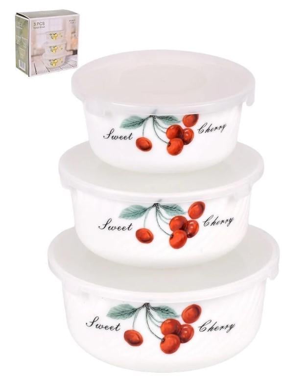 Салатники з кришками склокераміка 3 пр. 14/16,5/19,5 см (R35386)