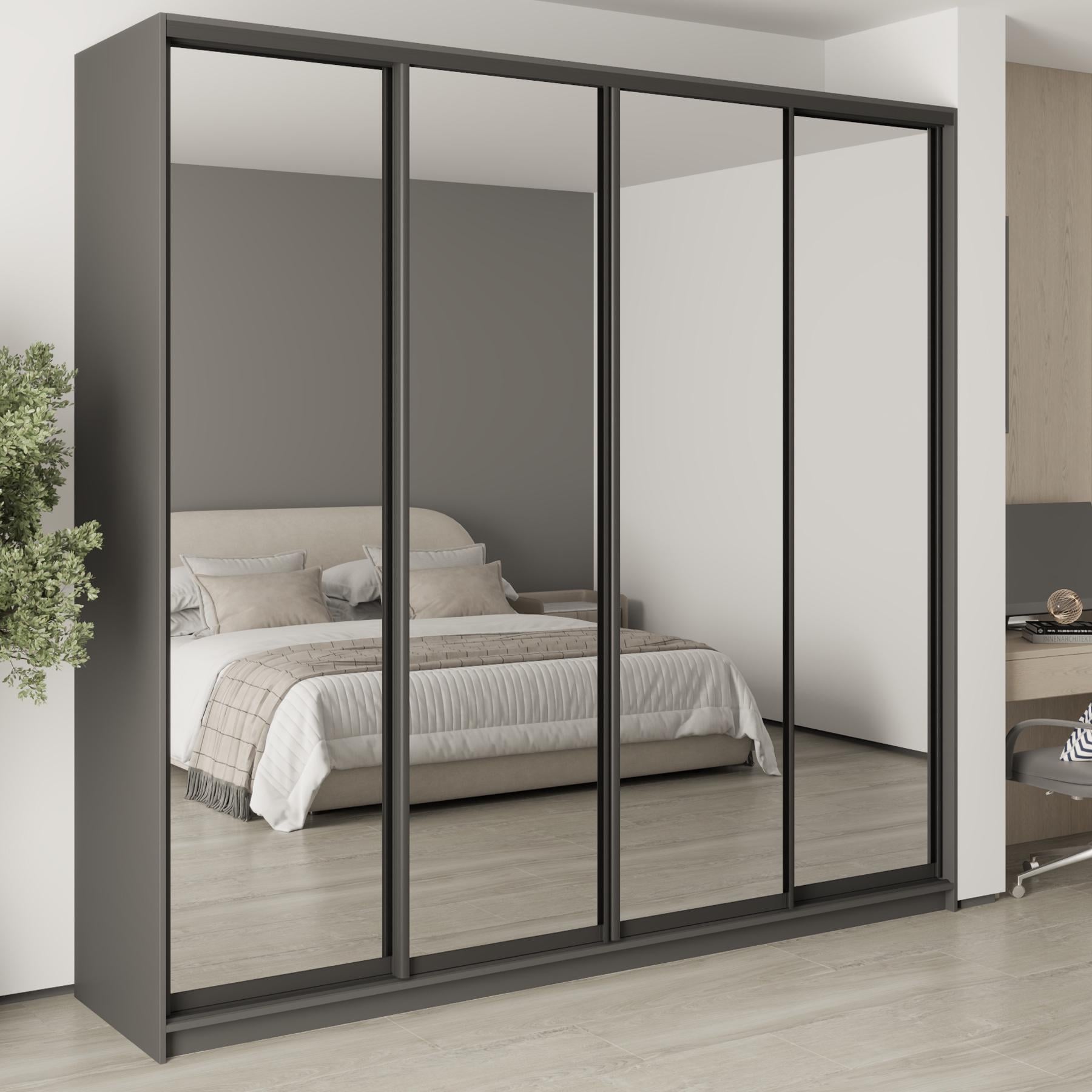 Шкаф-купе четырехдверный MebelStar Комбо BG 4 зеркала 250x60x240 см Антрацит (MBS-12974)
