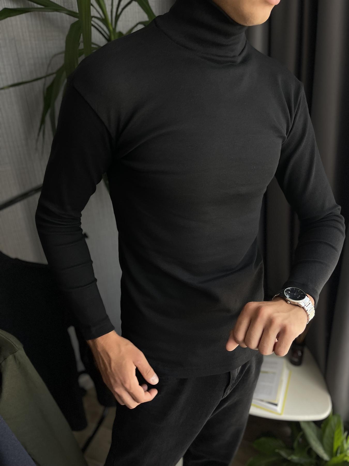 Гольф чоловічий зимовий на флісі облягаючий S Чорний (26534) - фото 5 Гольф чоловічий зимовий на флісі облягаючий S Чорний (26534) - фото 5