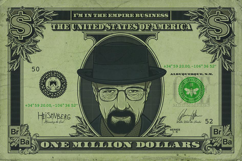Постер плакат Во Все Тяжкие Доллар Гейзенберга/Breaking Bad Heisenberg Dollar 61x91,5 см
