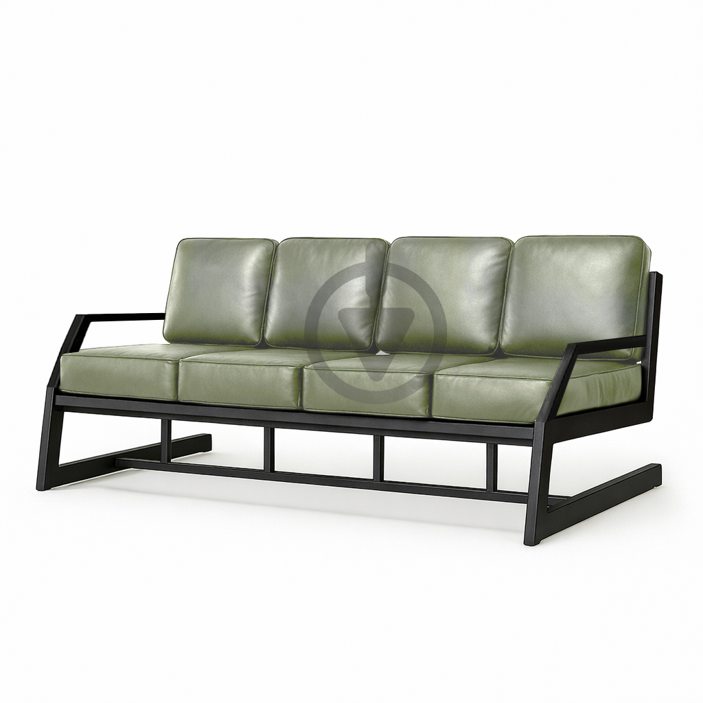 Диван металлический AVVS Атлас с подлокотниками лофт экокожа 206 см Оливковый