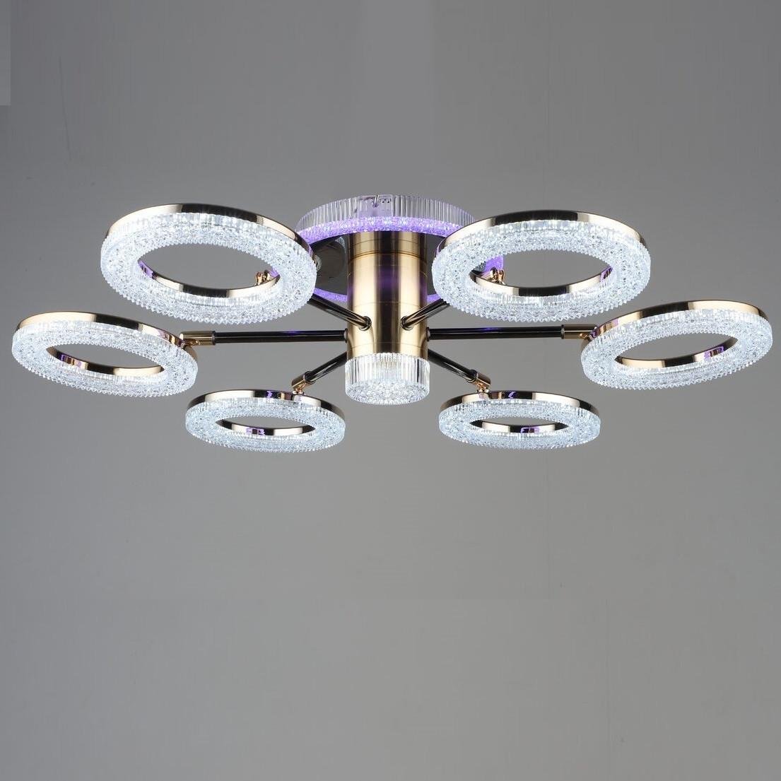 Люстра светодиодная Sirius с пультом управления 76W 3000-6500К Золотой/Черный (B YH0910/6 GD+BK)