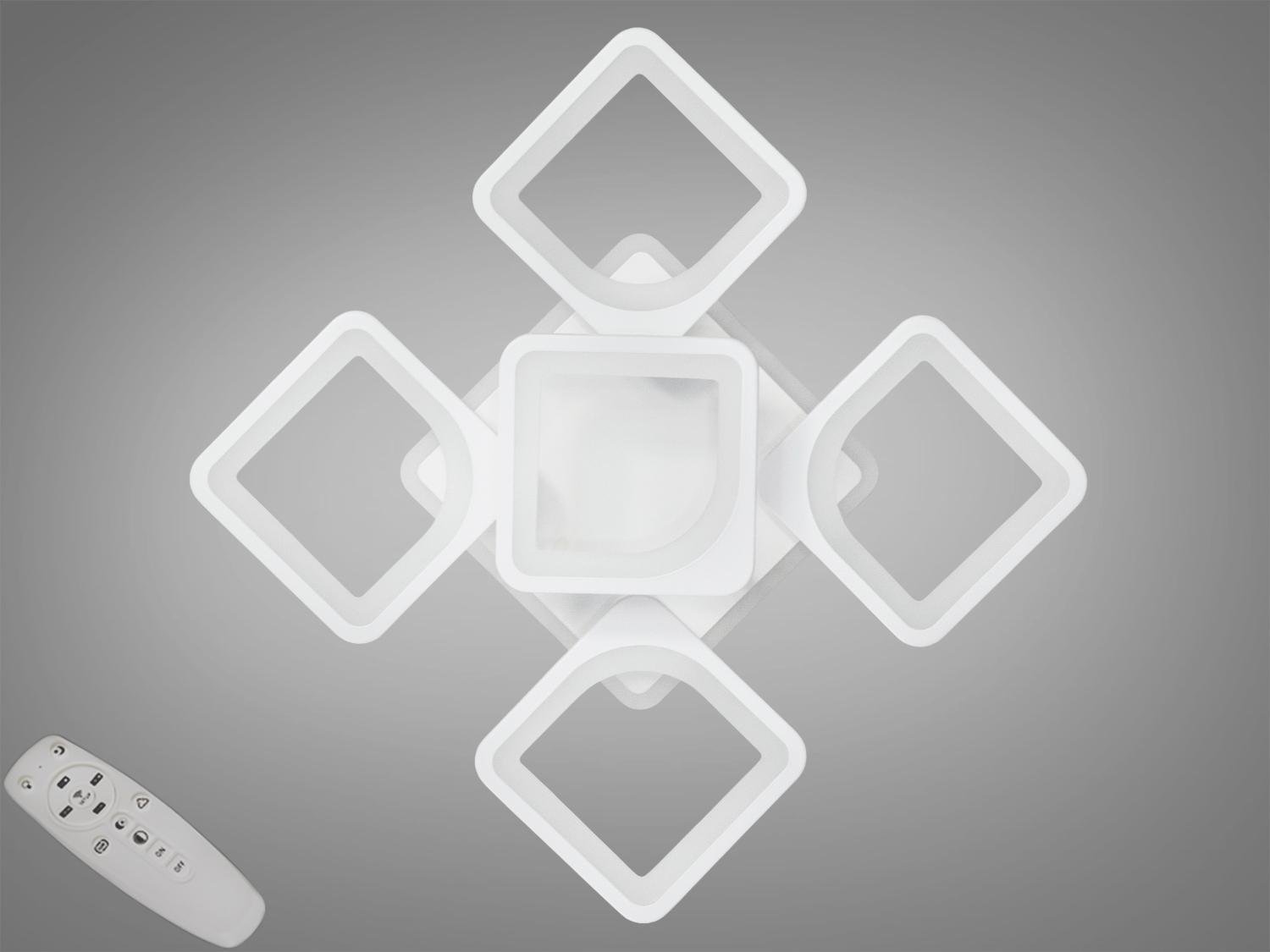 Люстра LED Diasha S8060/4/1WH 3col dim 85W с диммером и RGB-подсветкой Хром