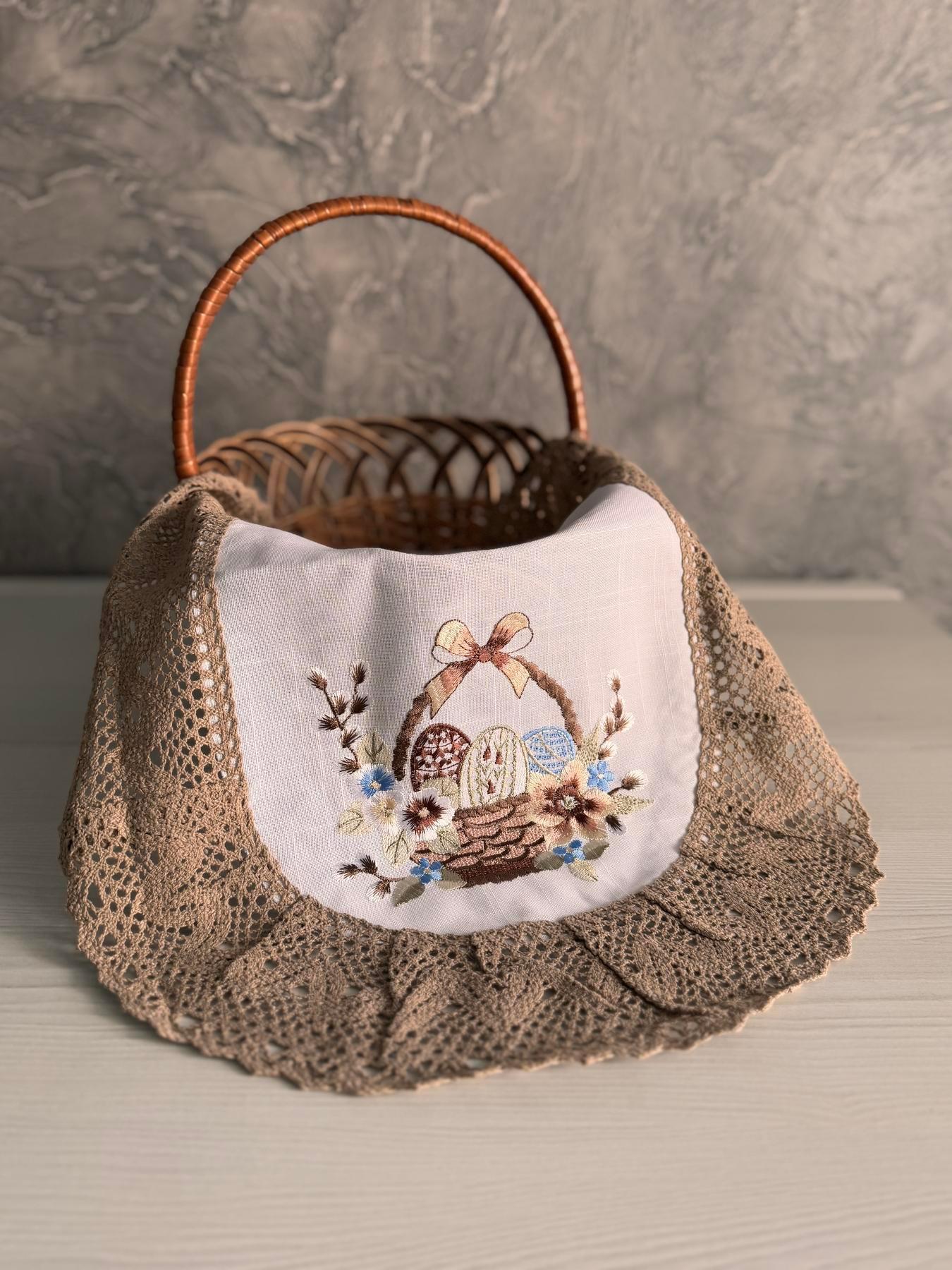 Накидка на пасхальную корзину Незабутка лен/полиэстер 60х40 см Белый (25030977)